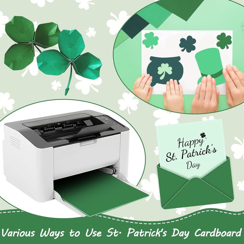 JULBEAR 30 Sheets St Patrick's Day Colored Cardstock 5 Colors 180gsm 8.5x11 Inch Assorted Green Cardstock for DIY Cards Scrapbook Print Paper DIY Crafts Holiday Decorations Making Office Home Supplies - Image 5